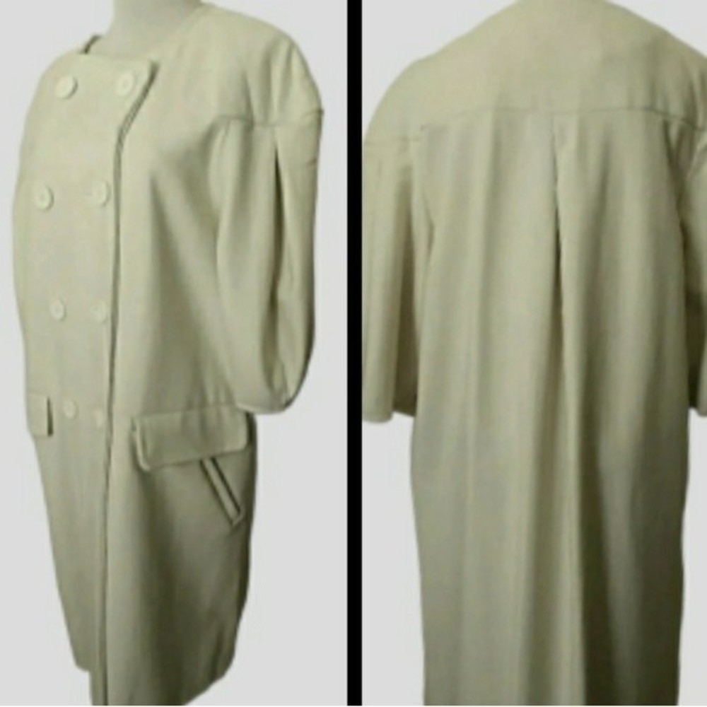 MaxAzria LONG WOOL COAT DOUBLE BREASTED LANTERN SLEEVES LARGE WOMENS LARGE